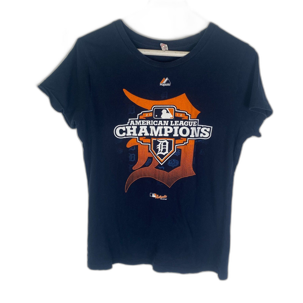 Detroit Tigers Majestic Tshirt 2012 American League Champions Woman's M Vintage